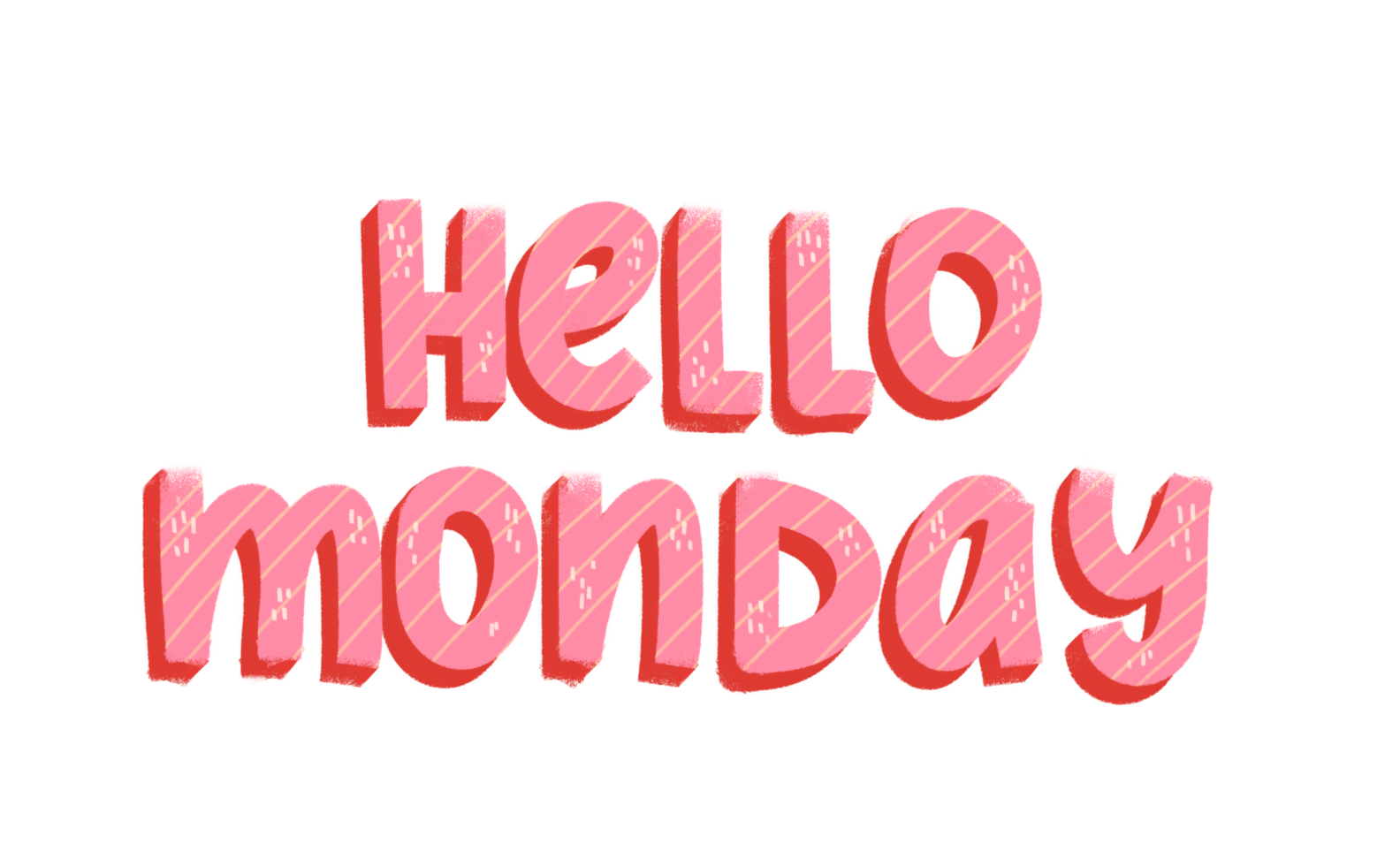 Cute Hello Monday typography tag for social media or weekly planner. Days of the week. Handwriting composition png