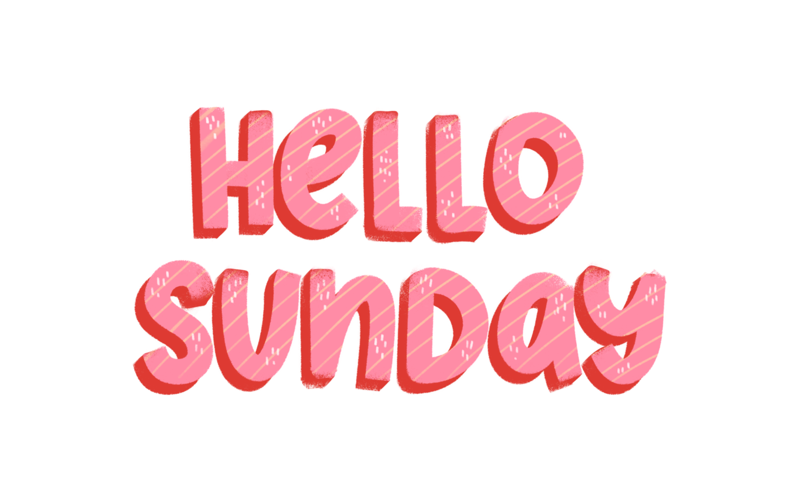 Cute Hello Sunday typography tag for social media or weekly planner. Days of the week. Handwriting composition png