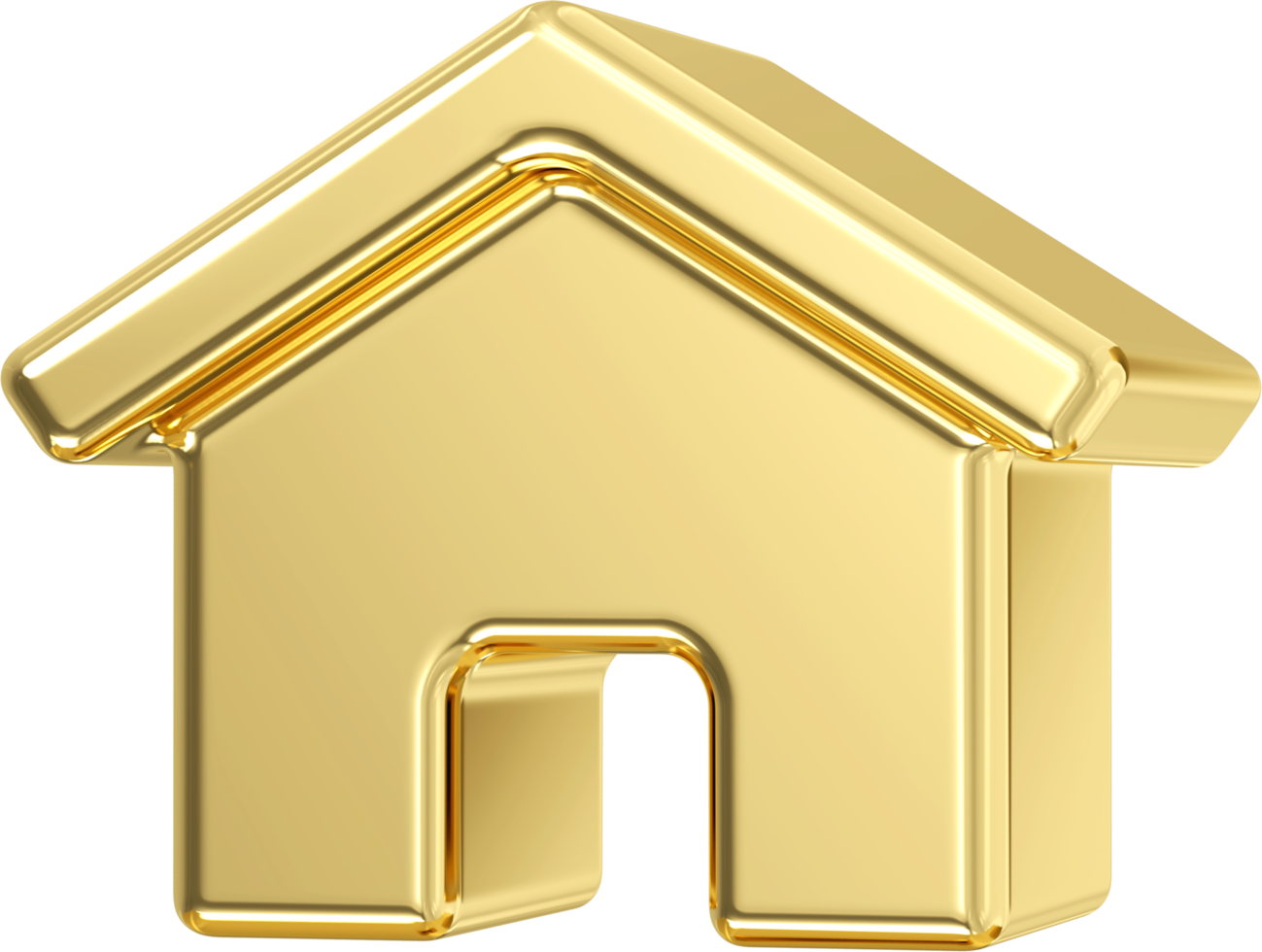 Gold metal home icon. 3d gold house for real estate, mortgage, loan concept and homepage. png