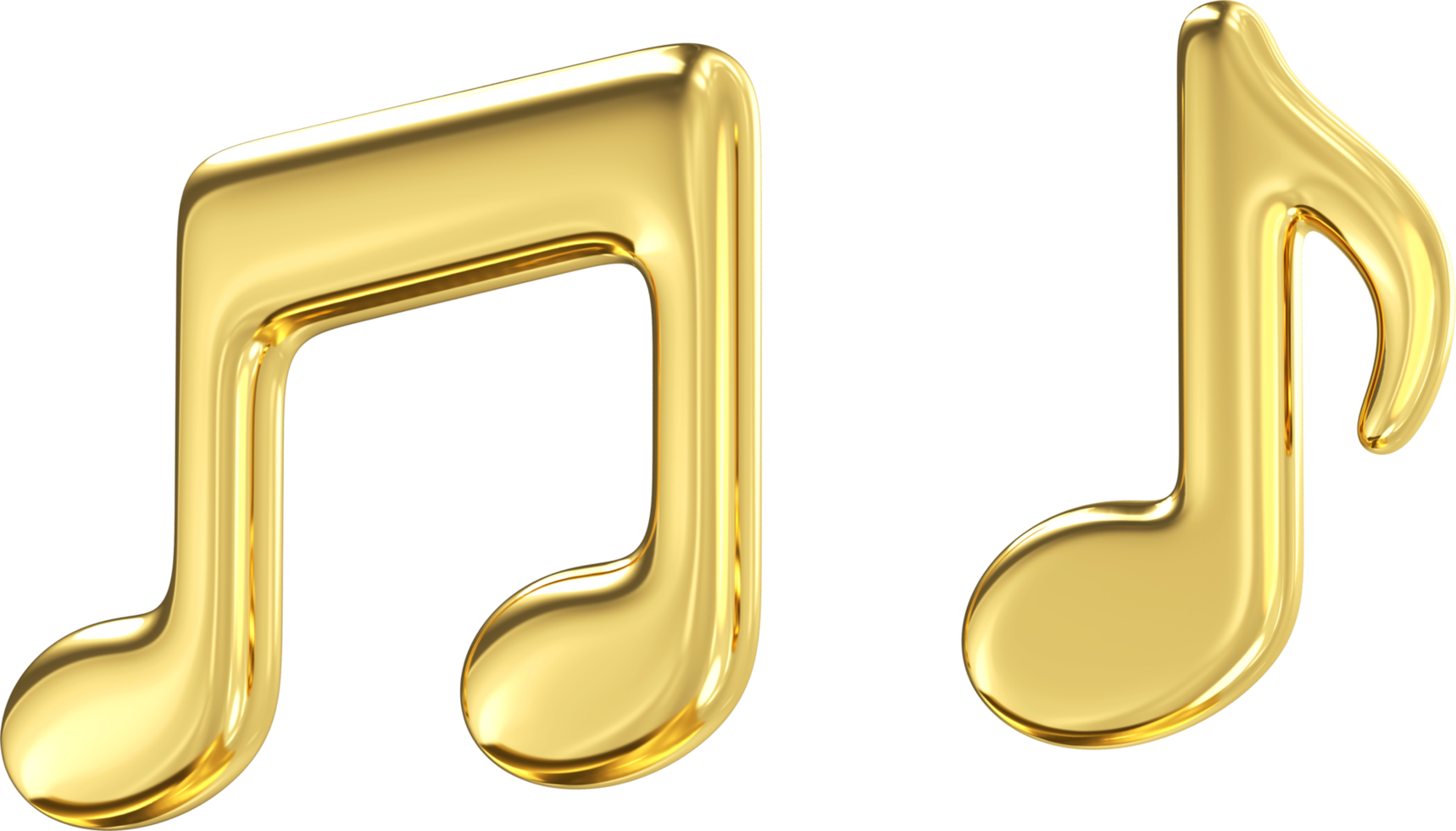 Gold note icon. Volumetric music tone symbol. Song compositions and sonatas. Classical decoration of festivals and concerts. Creation of symphonies. Realistic 3d rendering png