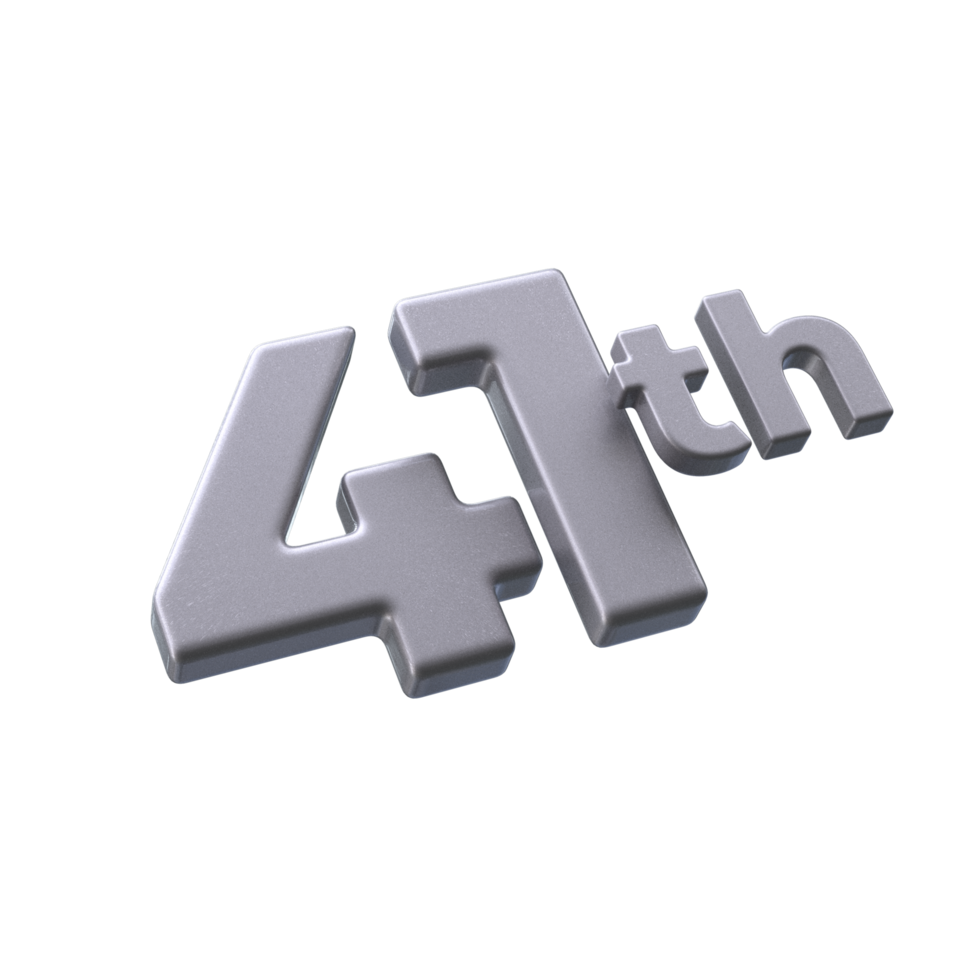 Number 41th 3D rendering with Silver color png