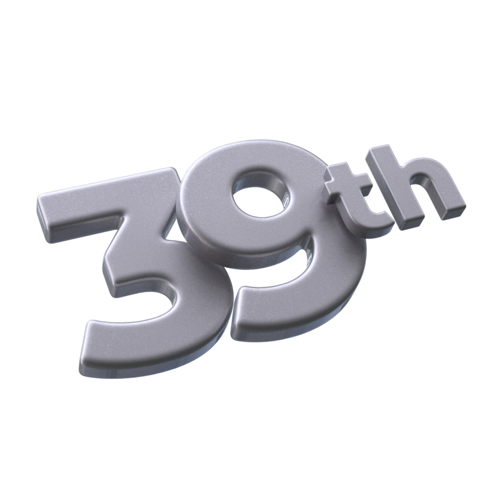 Number 39th 3D rendering with Silver color 21445482 PNG Number 39th 3D rendering with Silver color 21445482 PNG