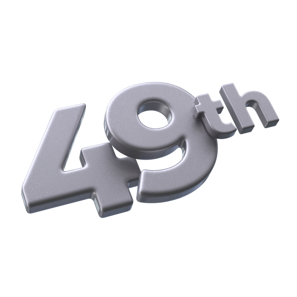 numero 49th 3d interpretazione con argento colore png