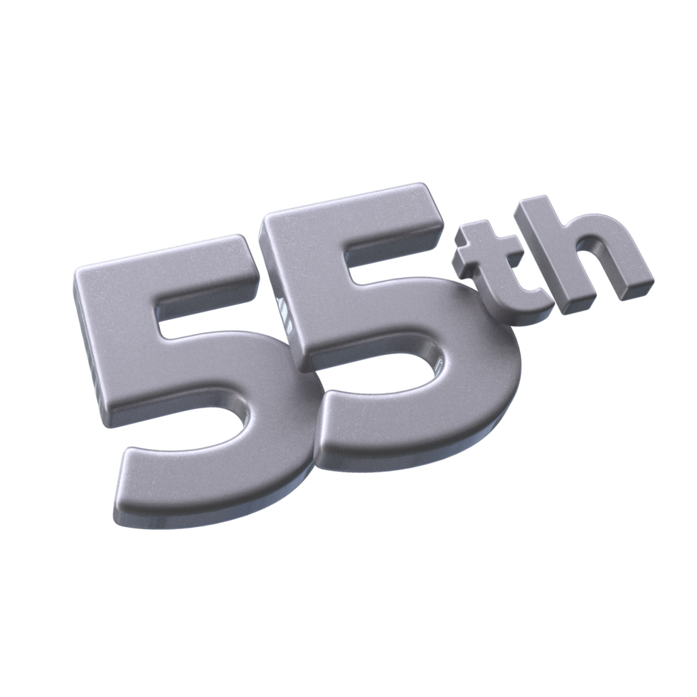 número 55º 3d representación con plata color png