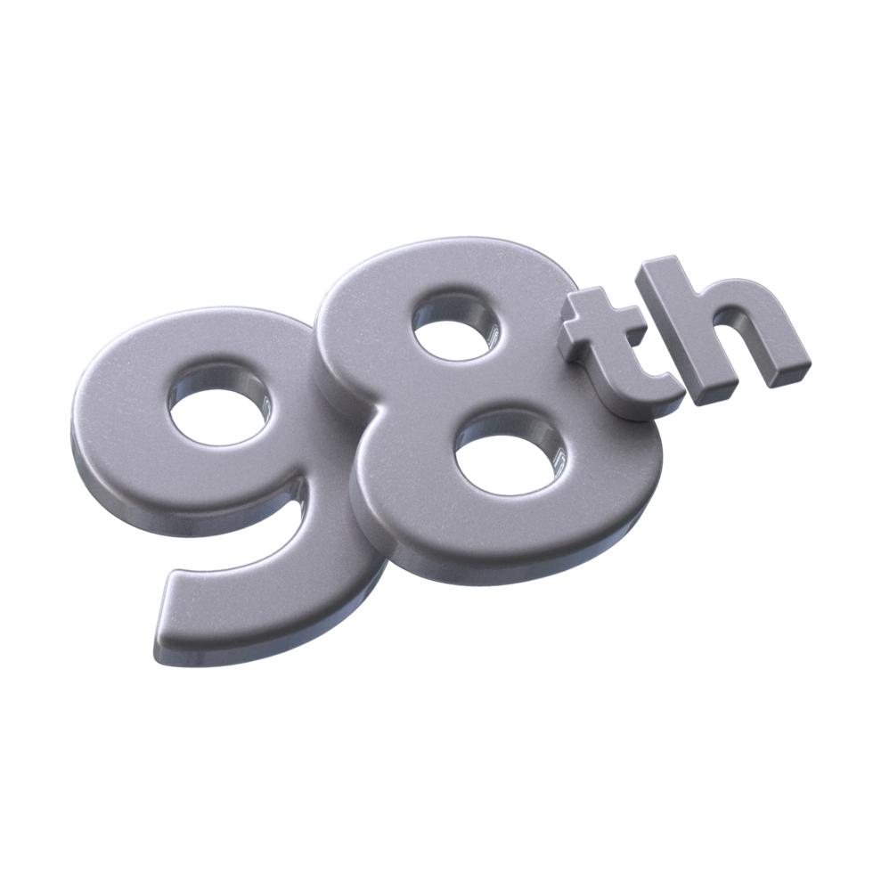 Nummer 98 .. 3d machen mit Silber Farbe png