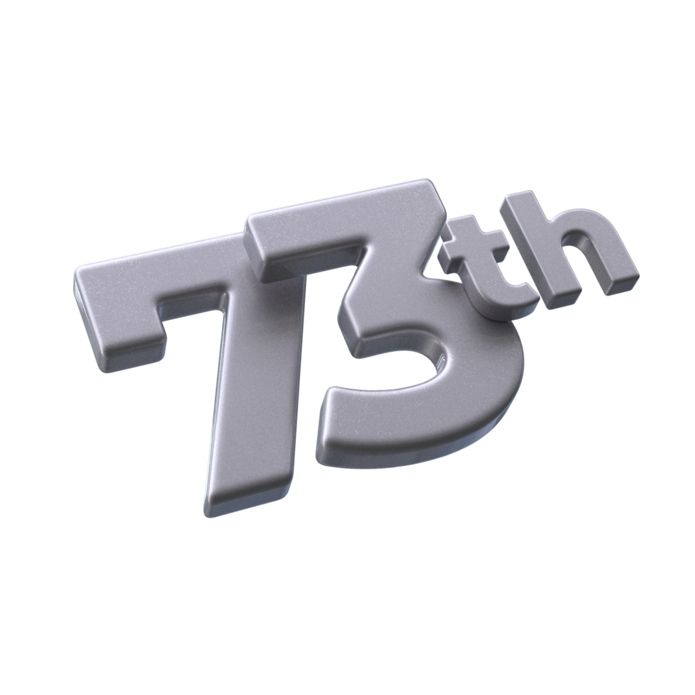 Number 73th 3D Render with Silver color png