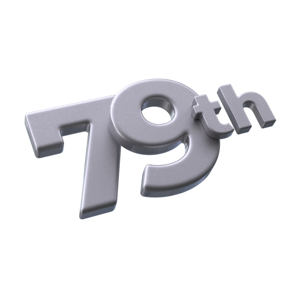 Number 79th 3D Render with Silver color png