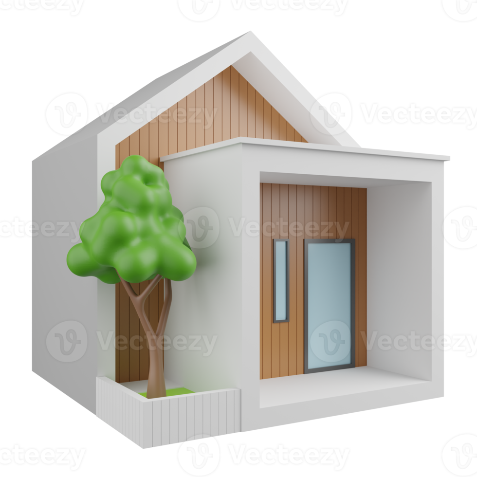 home cartoon minimal illustration, modern family house building icon in 3d view. Render house for real estate, mortgage, loan concept, and homepage. png