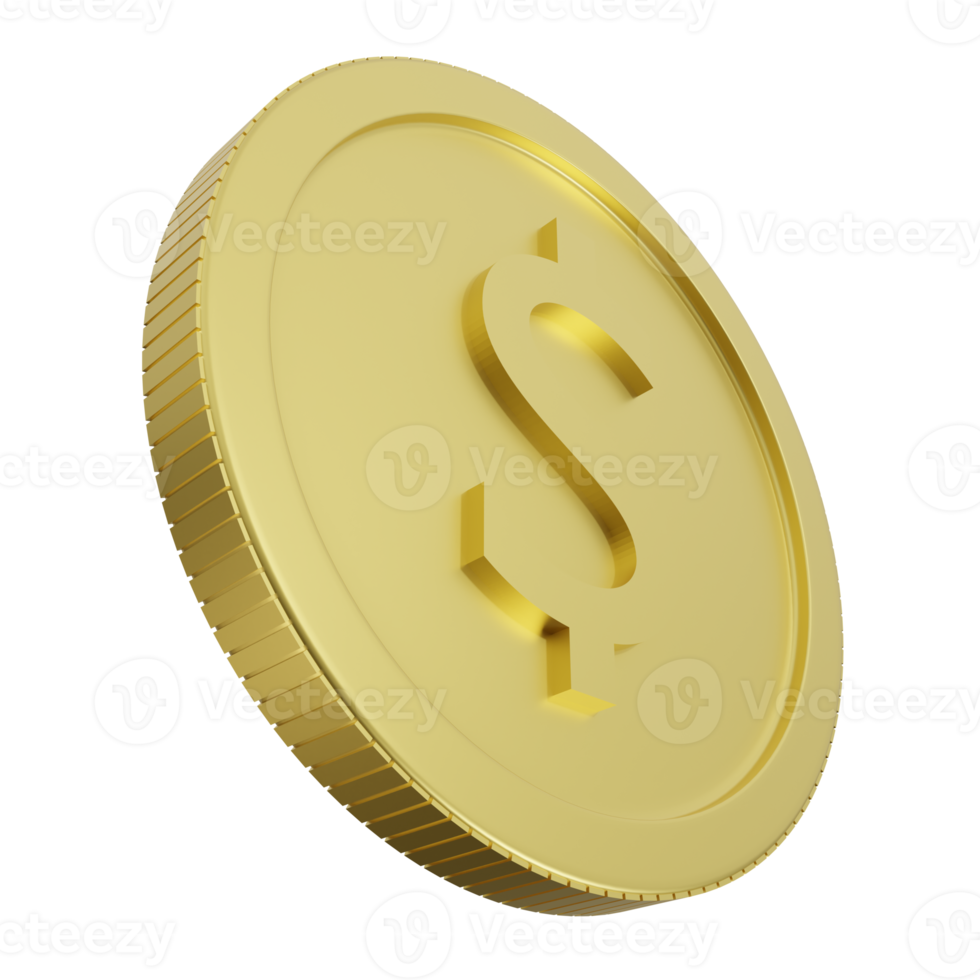 3d realistisch Gold Münze Symbol. mit Dollar zeichen.realistisch machen von glänzend metallisch Währung.Finanzen und Geld. png