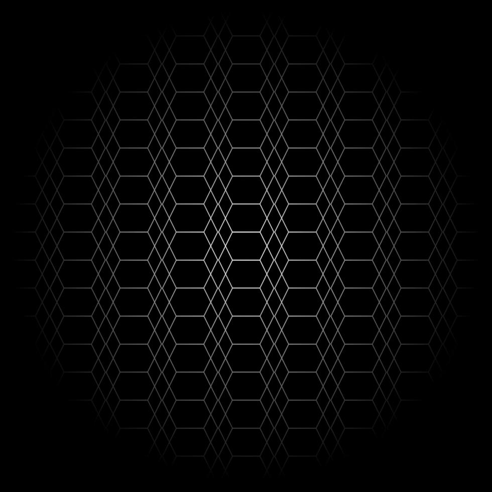 A black background with a grid of hexagons. photo