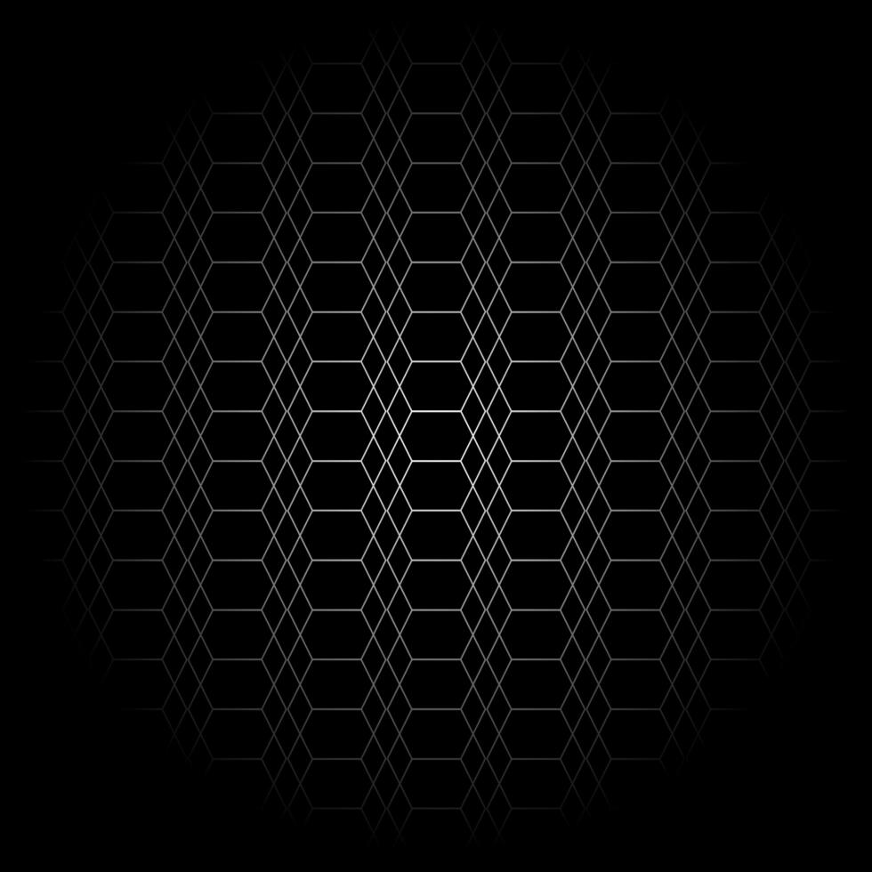 A black background with a grid of hexagons. photo