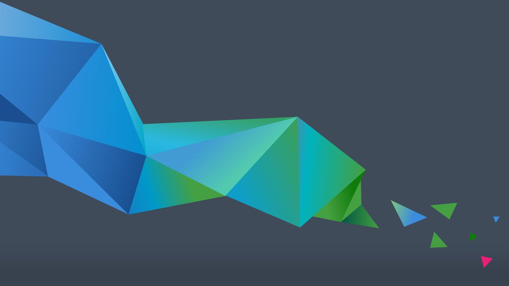 A blue and green polygonal animal with a tail that says'blue whale photo