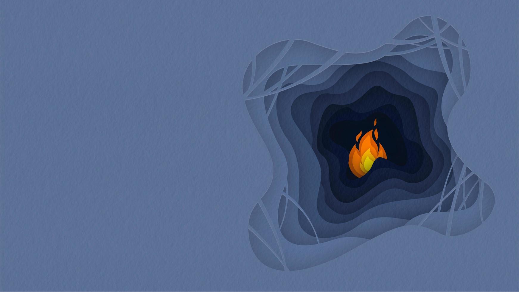 A blue paper with a flame in it photo