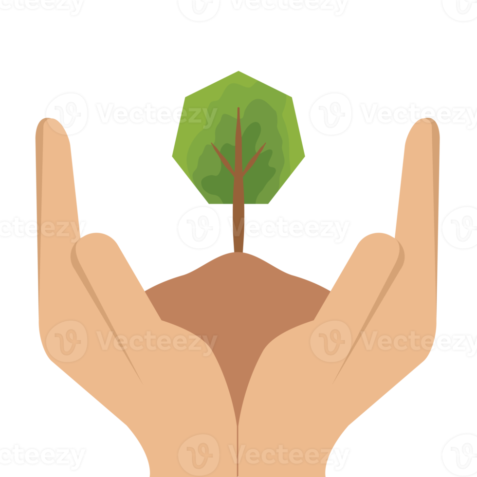 mano participación dando árbol planta vida verde naturaleza png