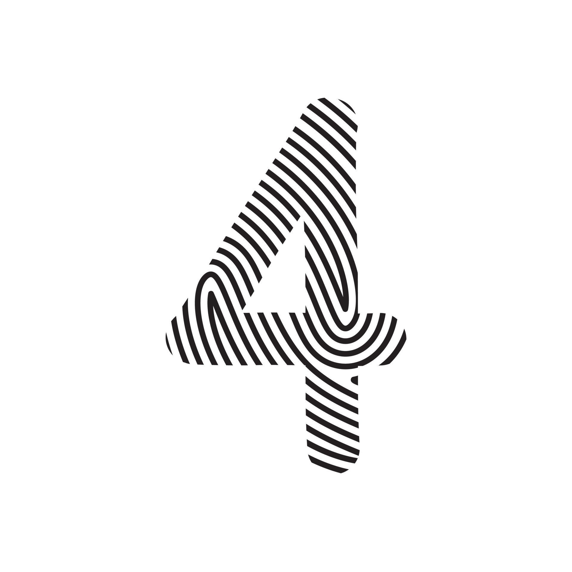 Zebra Font Aesthetic Handwritten Number 4 Word Alphabet Fingerprint