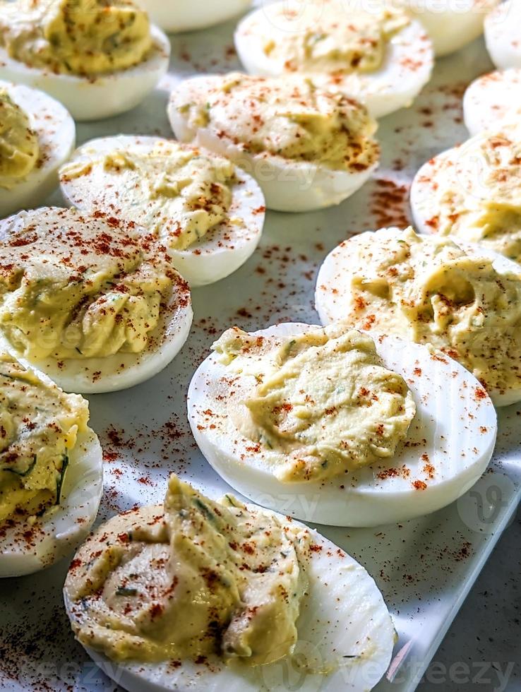 Healthy Deviled Eggs as an Appetizer photo
