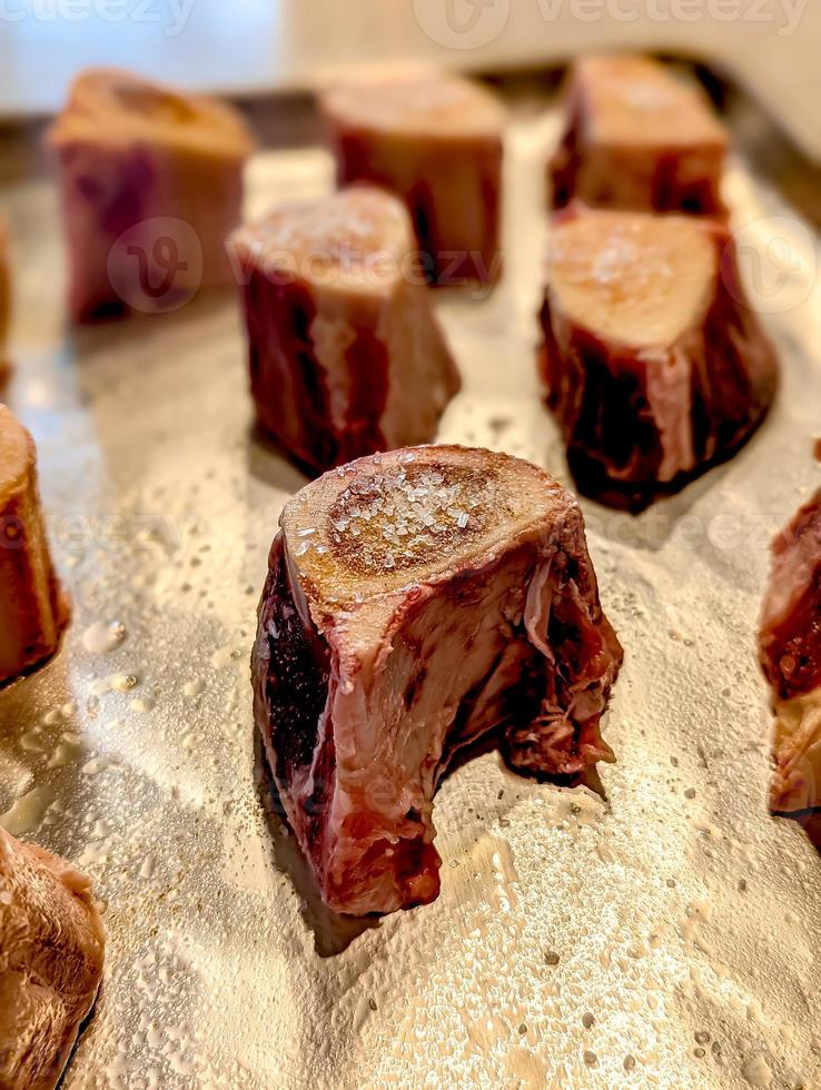 beef bone marrow pieces ready for dinner photo