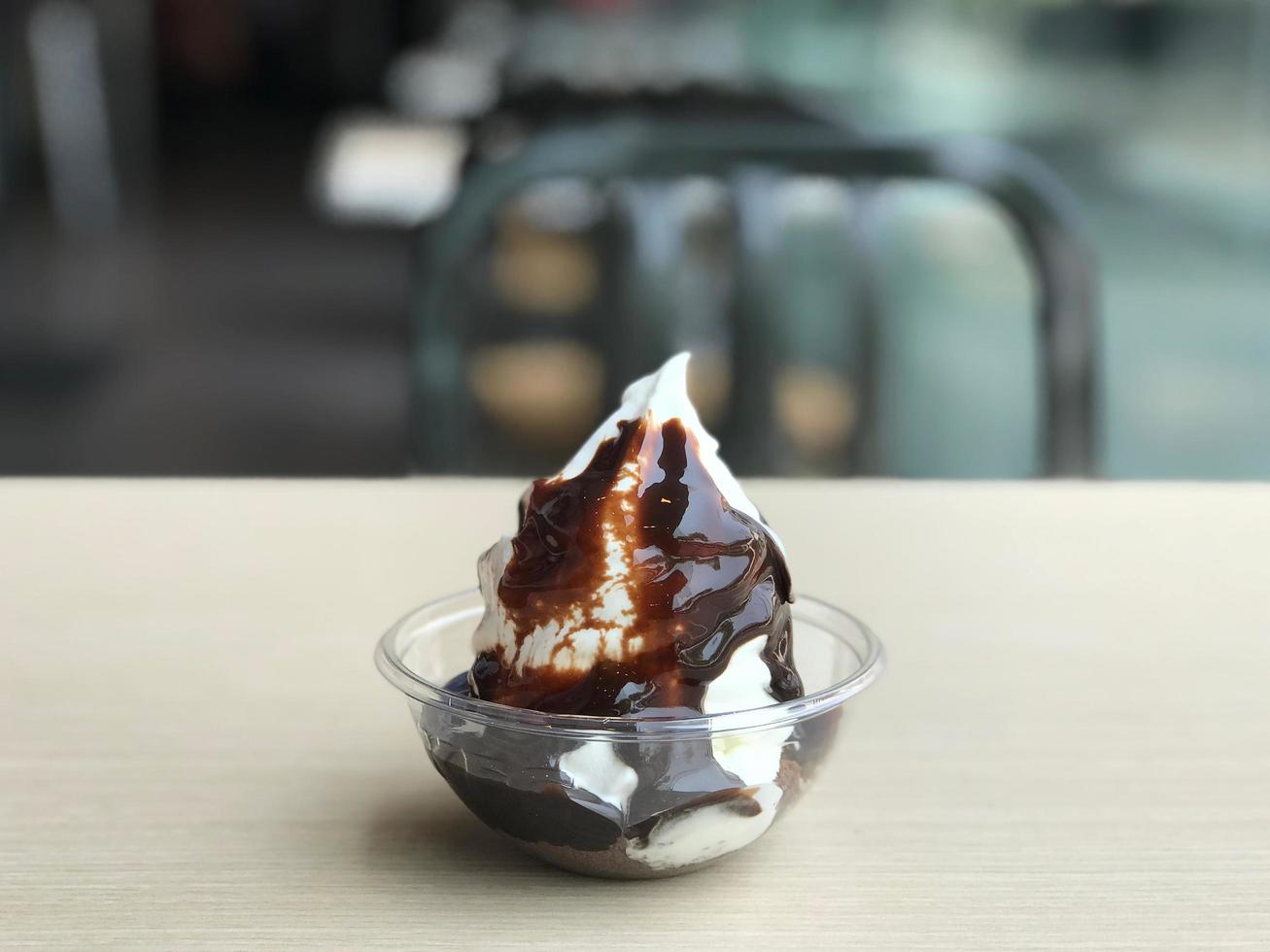 Ice cream on table photo