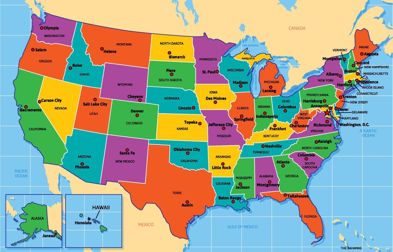 USA Country Map vector