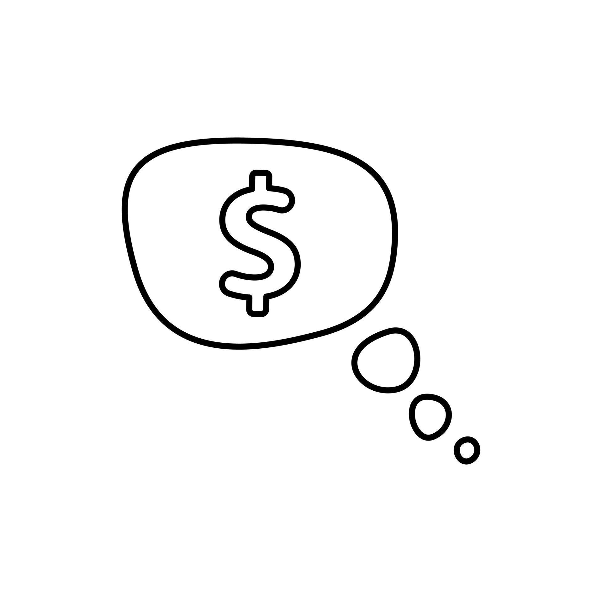 Speech bubble with dollar icon vector. thought about money illustration