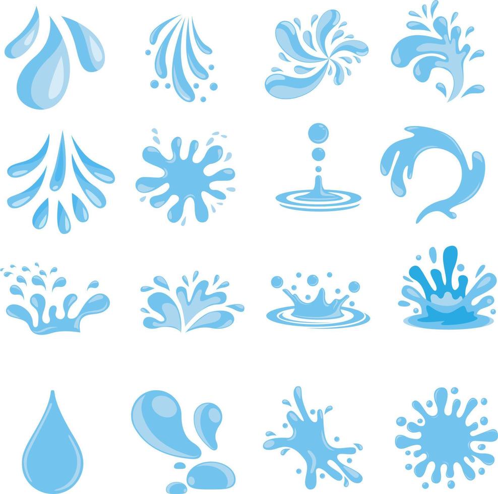 agua chapoteo icono vector colocar. gotas ilustración firmar recopilación. Oceano símbolo. mar logo. agua fuente marca.