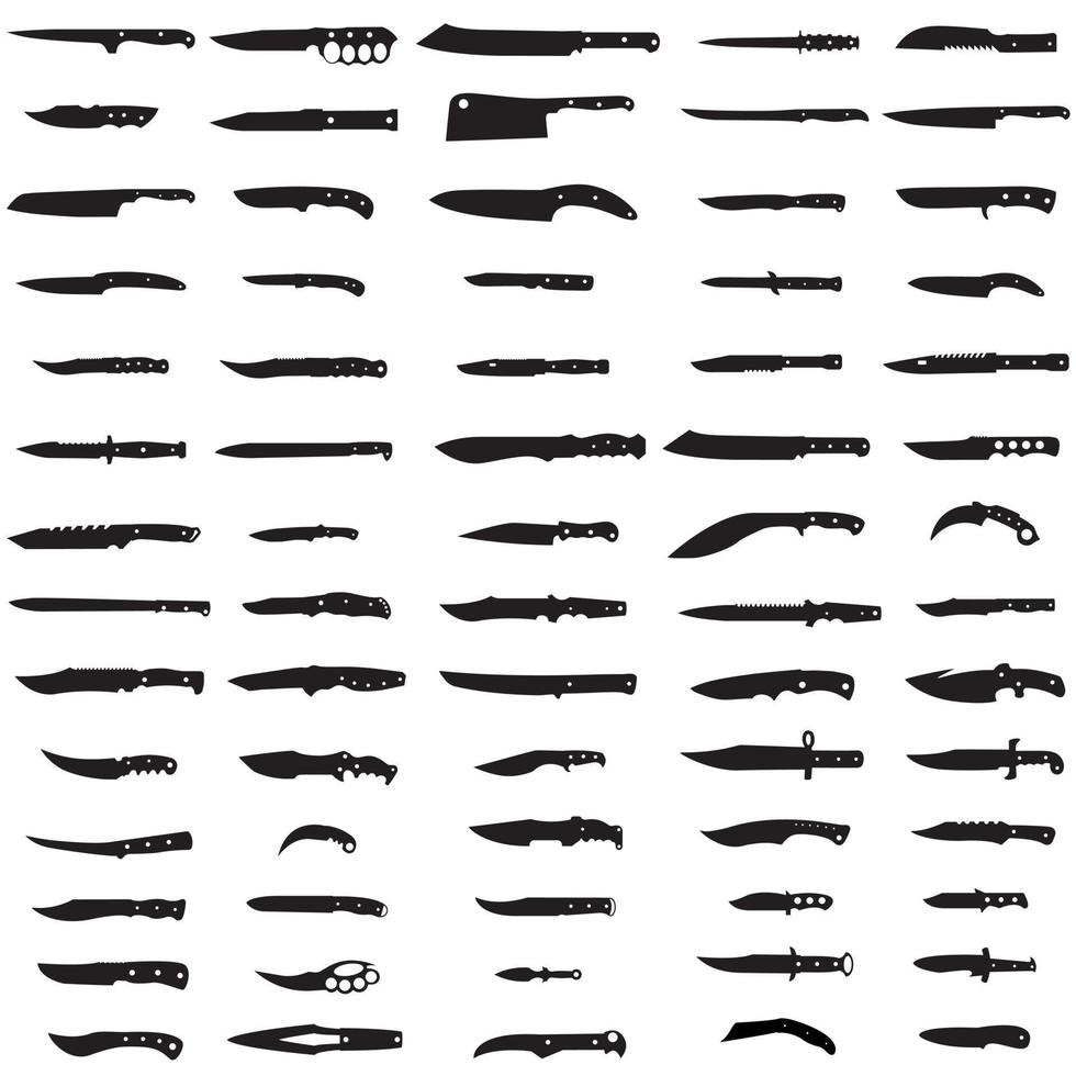 Knife icon vector set. hike illustration sign collection. ammunition symbol. hunting logo.