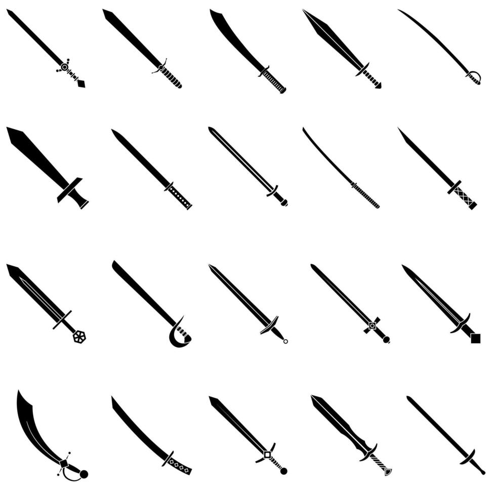 Sword icon vector set. saber illustration sign collection. weapon symbol. steel logo.