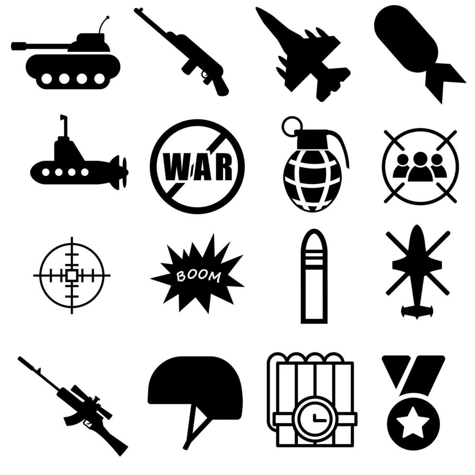 War icon vector set. army illustration symbol collection. defense sign or logo.