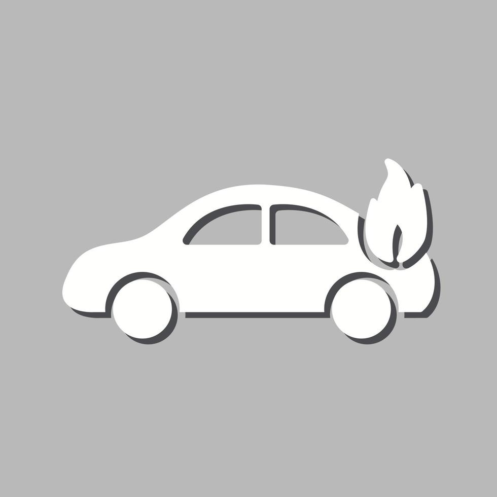 coche único en icono de vector de fuego