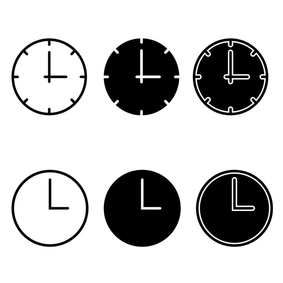 pared reloj icono vector colocar. hora ilustración firmar recopilación. reloj símbolo o logo.