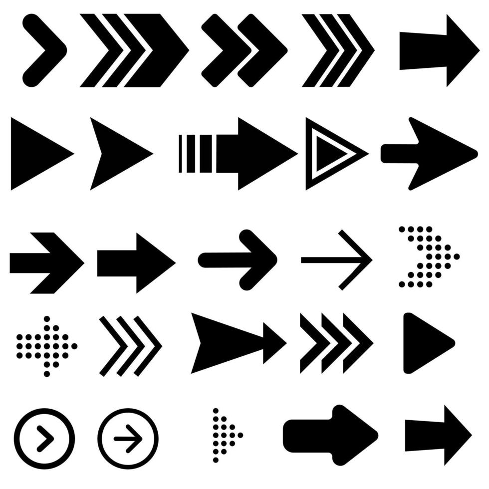 Arrow icon vector set. pointer illustration sign collection. up down left right symbol. circular arrow logo.