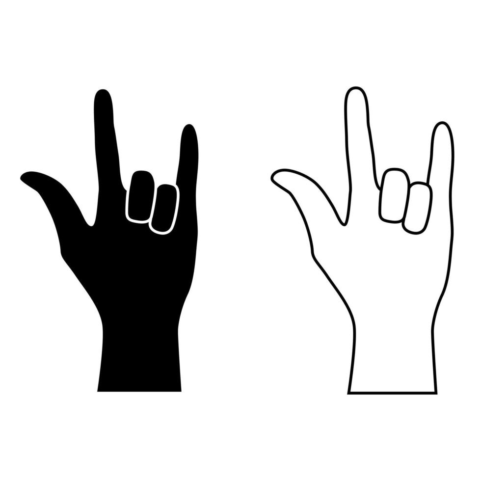 Rock Hand icon vector set. rock and roll illustration sign collection. rock concert symbol or logo.