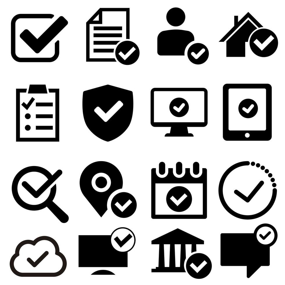 Approve vector icons set. Check marks illustration symbol collection. ticks. Approved sign or logo.