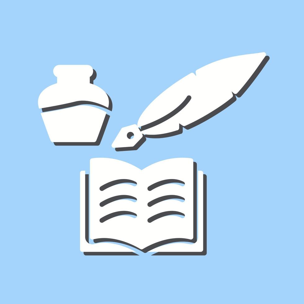 icono de vector de pluma y libro único