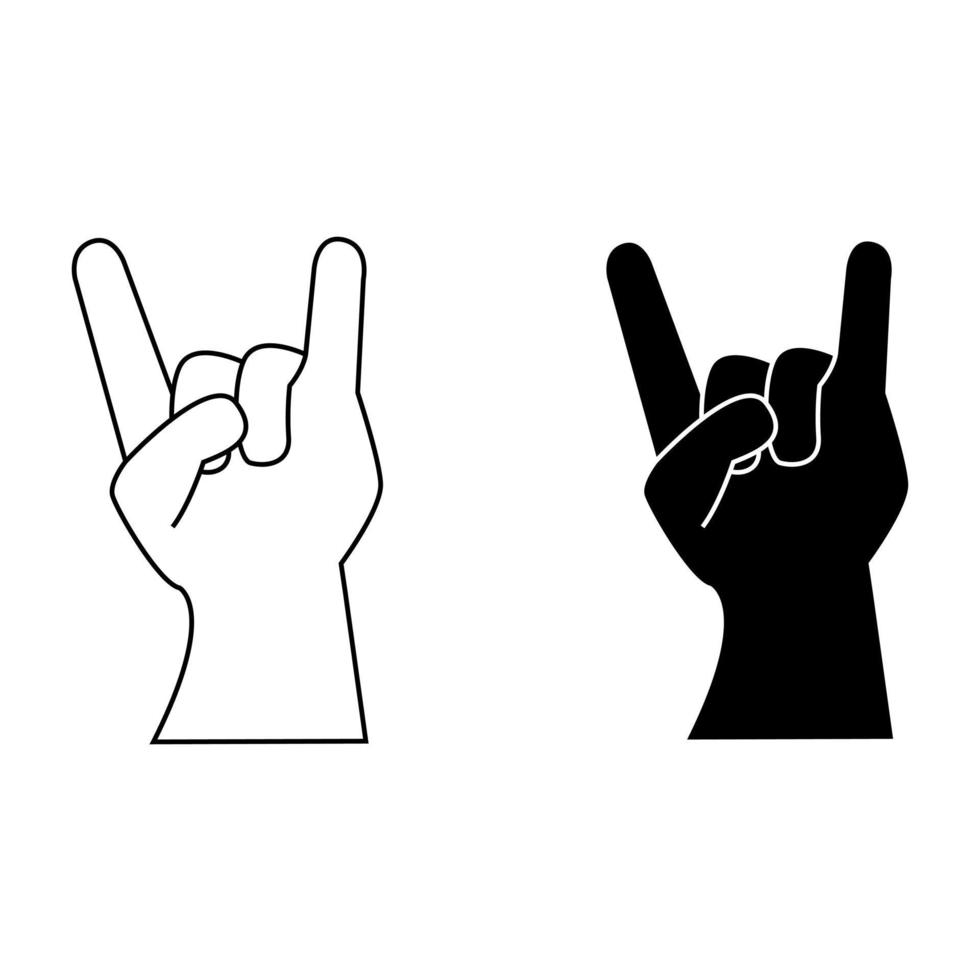 Rock Hand icon vector set. rock and roll illustration sign collection. rock concert symbol or logo.