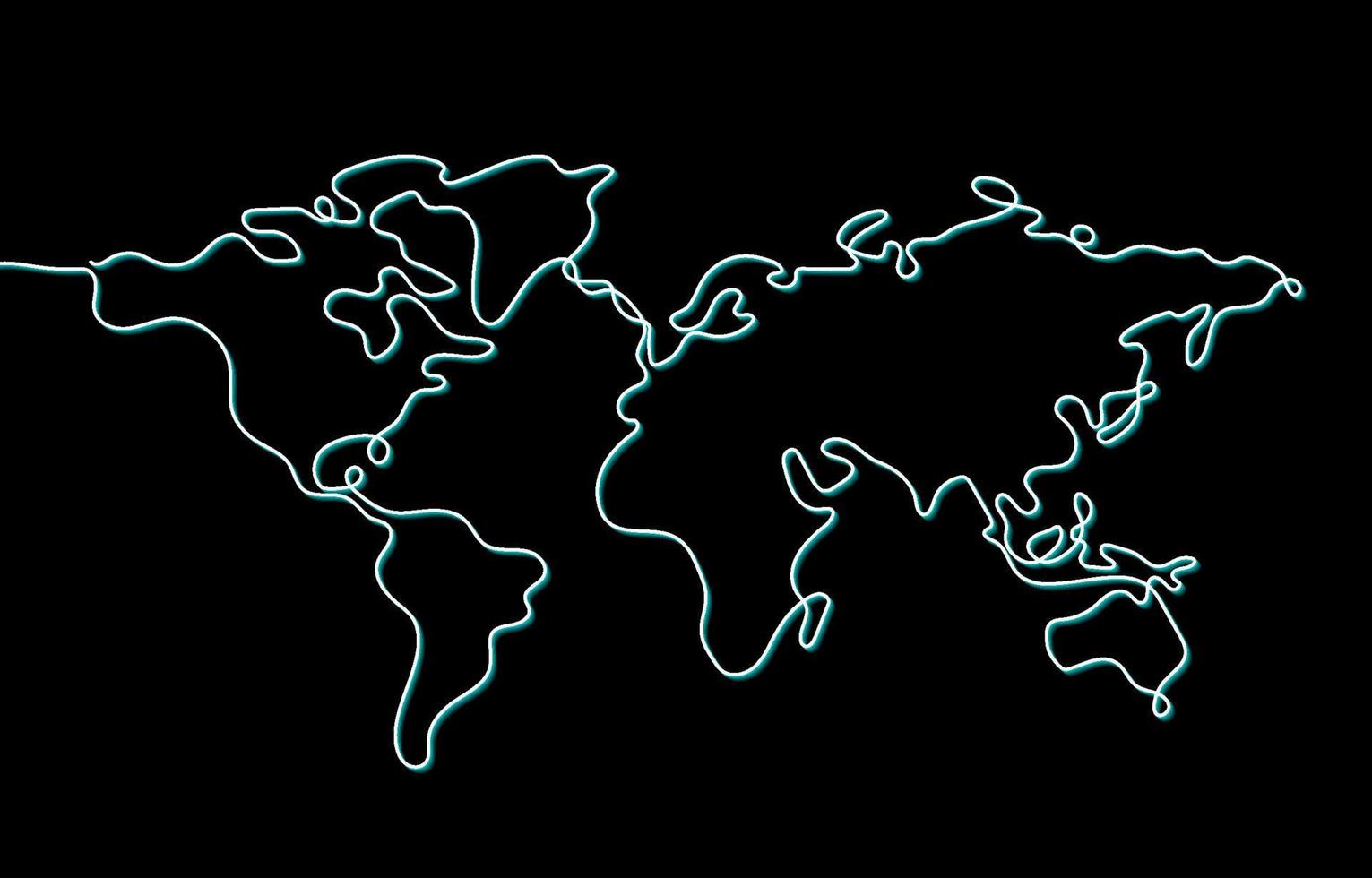 World Map in Outline Style Concept vector