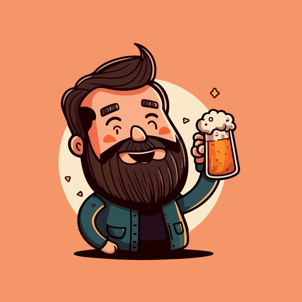 contento hombre participación cerveza dibujos animados vector ilustración