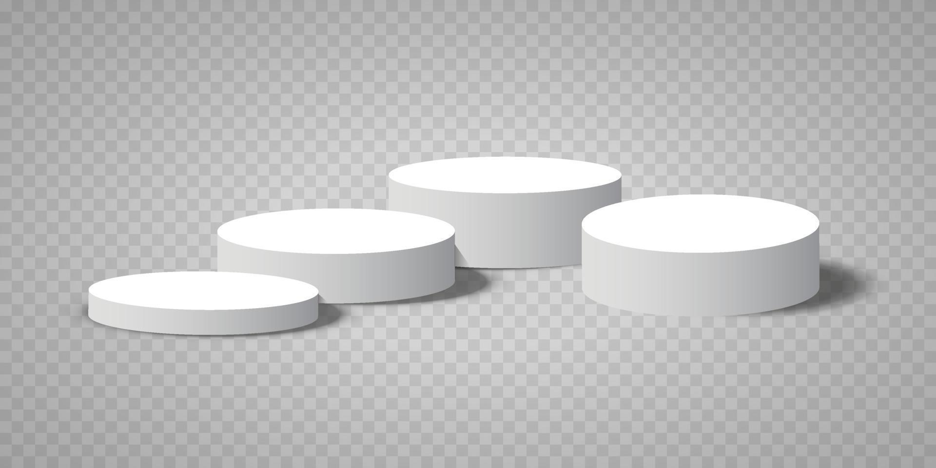 Display pedestal, Design platform, Empty product, White room and side lights. 3D rendering. vector