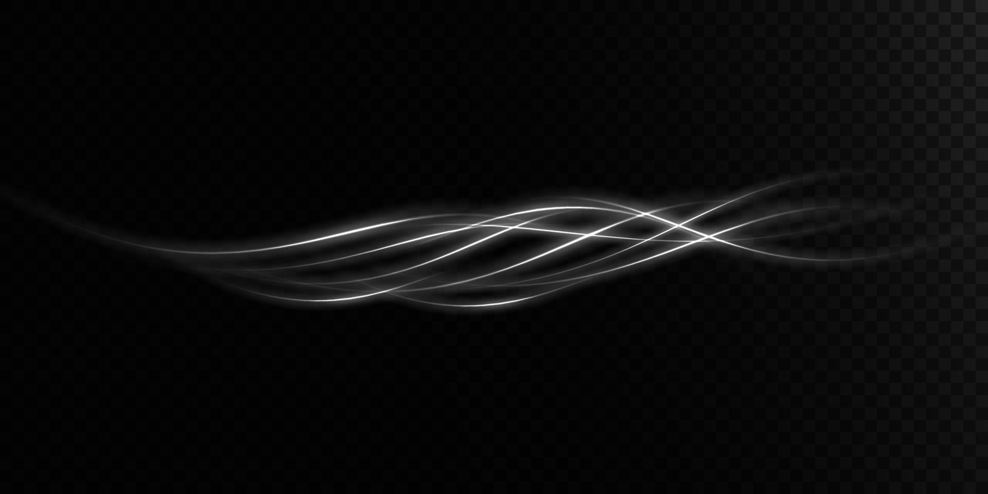 Abstract light lines of movement and speed in white. Light everyday glowing effect. semicircular wave, light trail curve swirl, car headlights, incandescent optical fiber png. vector