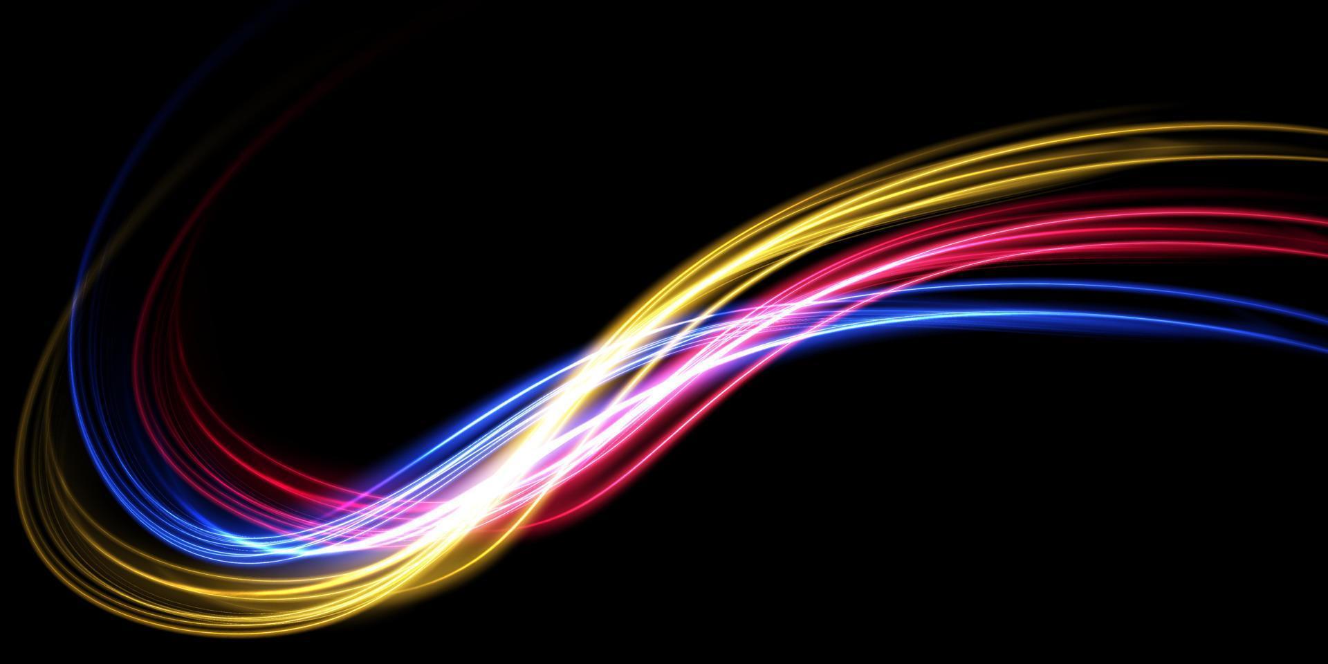 Abstract beautiful light background. Magic sparks on a dark background. Mystical speed stripes, glitter effect. Shine of cosmic rays. Neon lines of speed and fast wind. Glow effect, powerful energy. vector