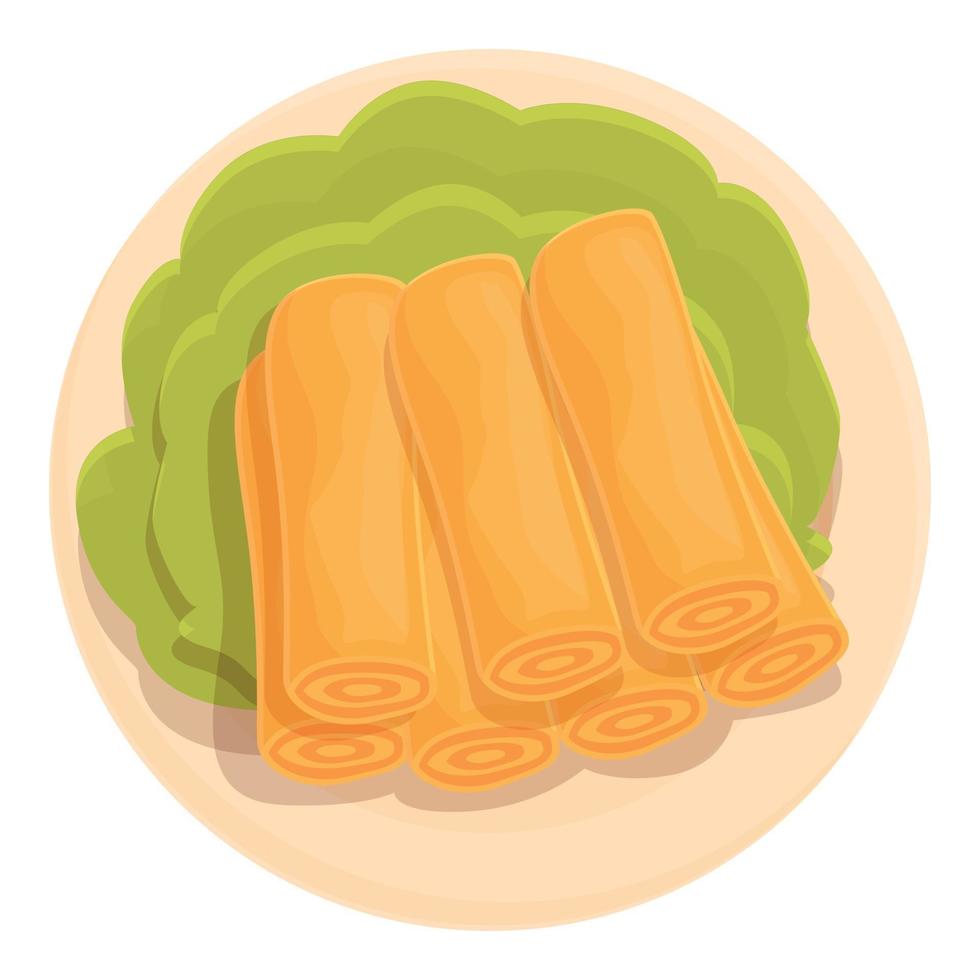 Spring roll menu icon cartoon vector. Food cuisine vector