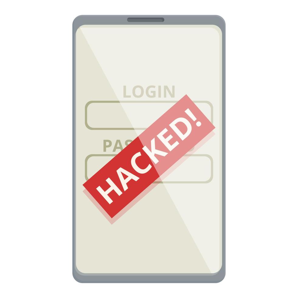 Hacked smartphone icon cartoon vector. Fraud attack vector