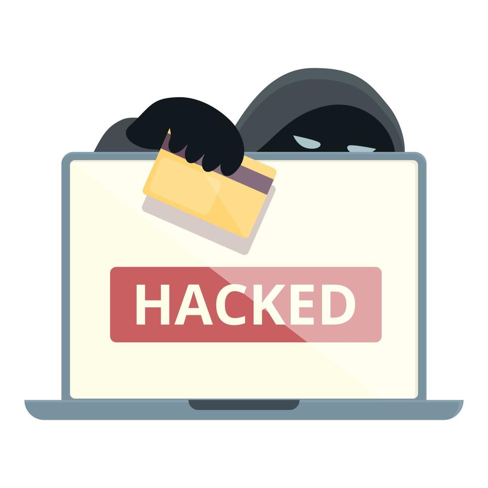 Hacked credit card icon cartoon vector. Internet data vector