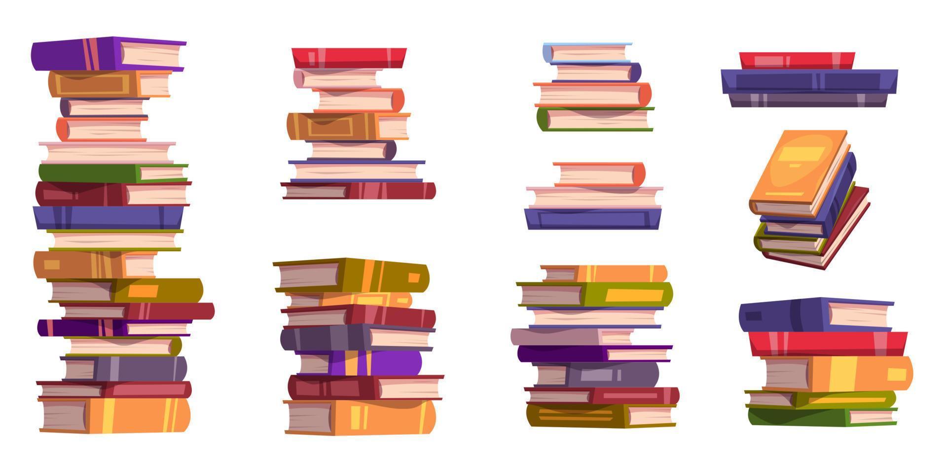 Vector set of book stack cartoon illustration