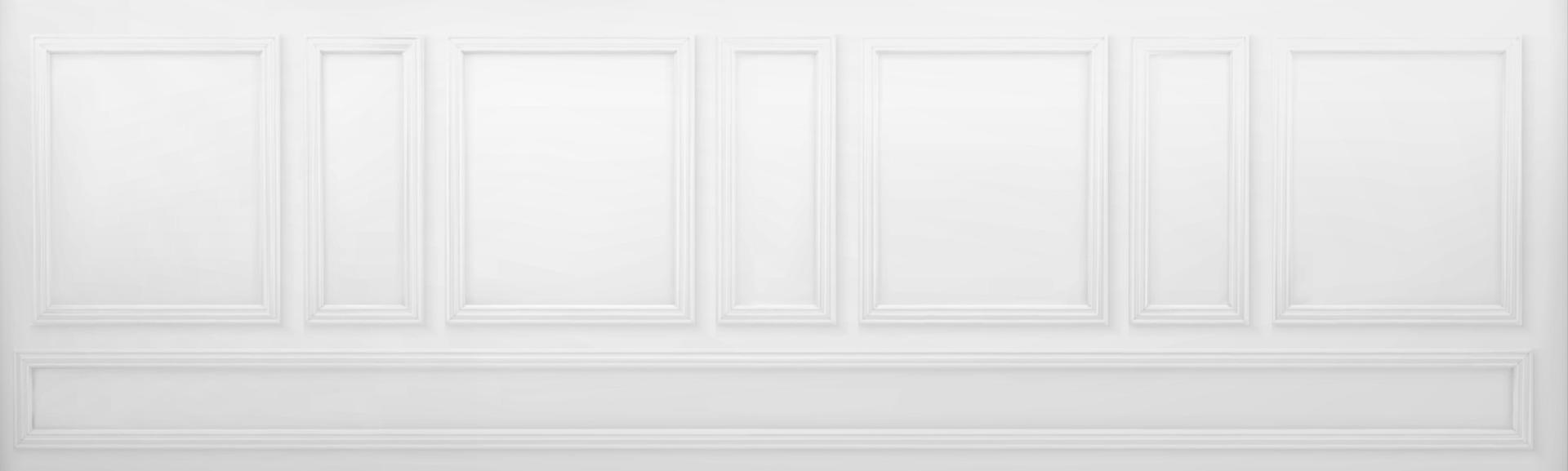 Realistic white victorian wall with wooden molding vector