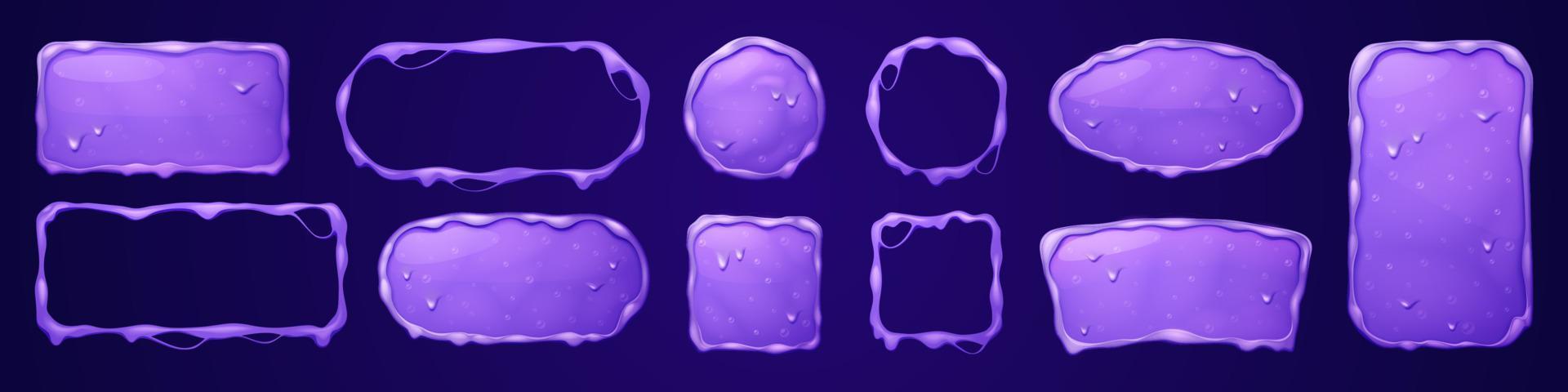 Purple slime name plate frame. Game avatar vector