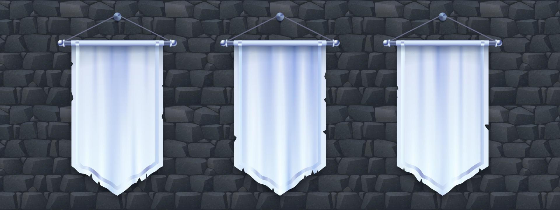 Vertical flag banner for medieval 3d game scene vector