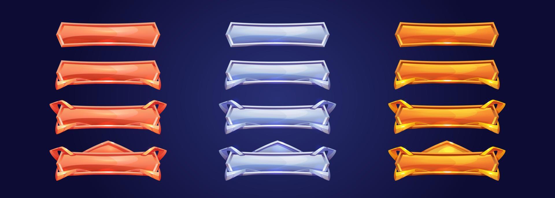 Medieval game button, ui metal fantasy board vector