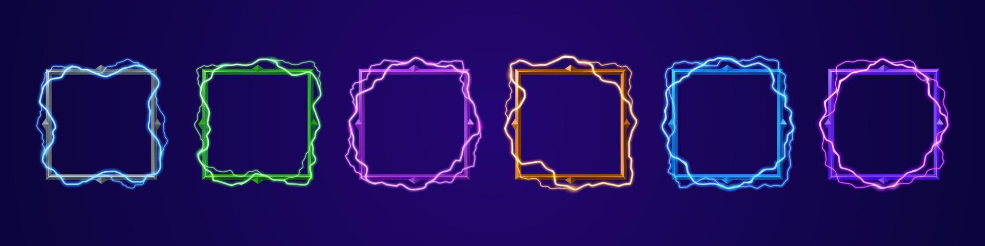 Electricity light game profile avatar frame set vector