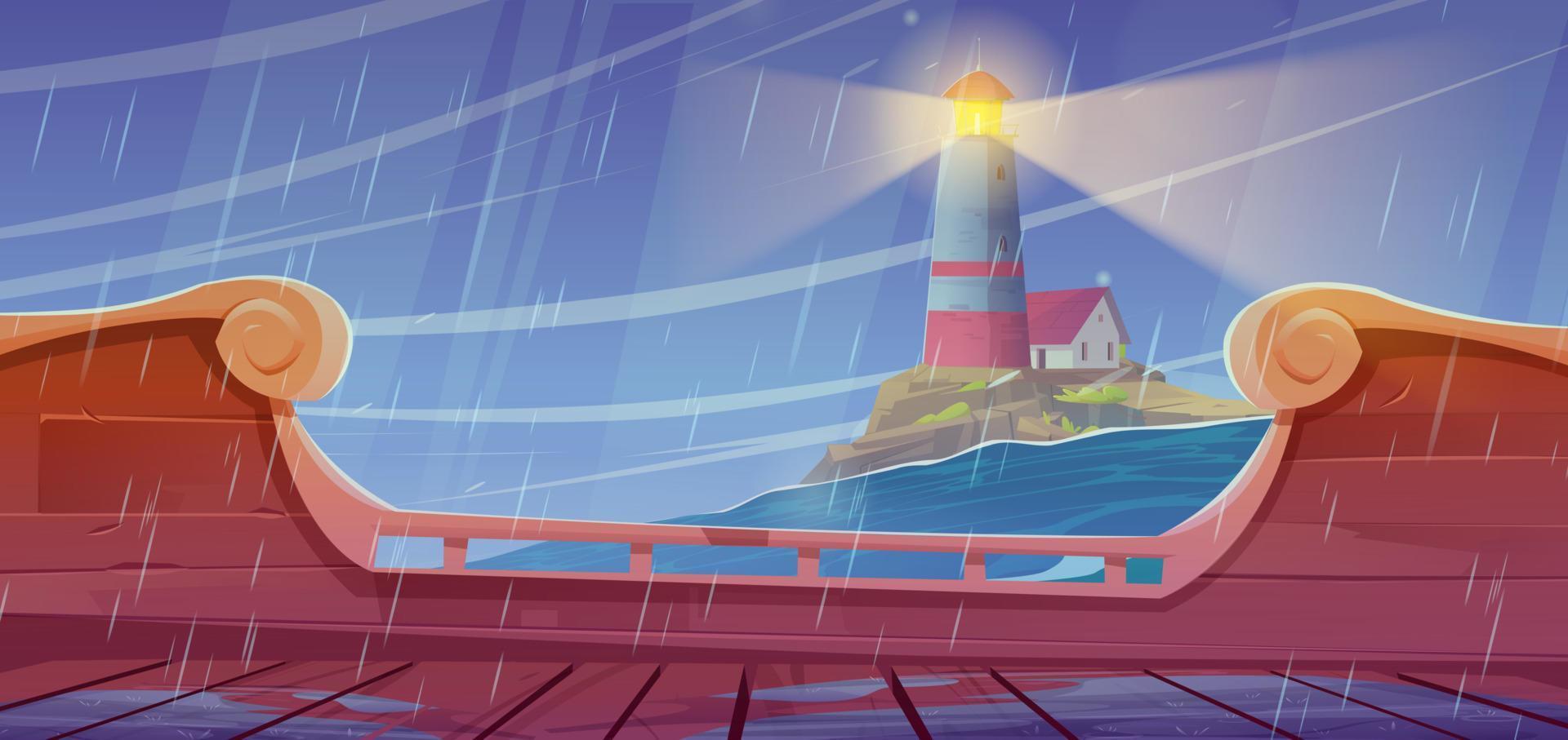 Sea stormy landscape background with lighthouse vector